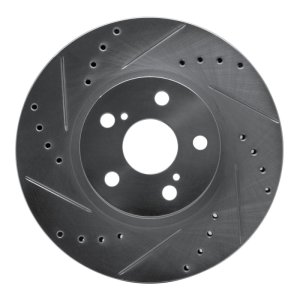 Toyota Corolla Brake Rotor (1) - Front Left - R1 Concepts - Drilled & Slotted - Silver - `09-`15